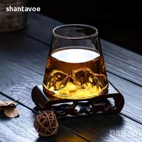 Чаша за уиски с релефно дъно планински връх , снимка 3 - Чаши - 49368544