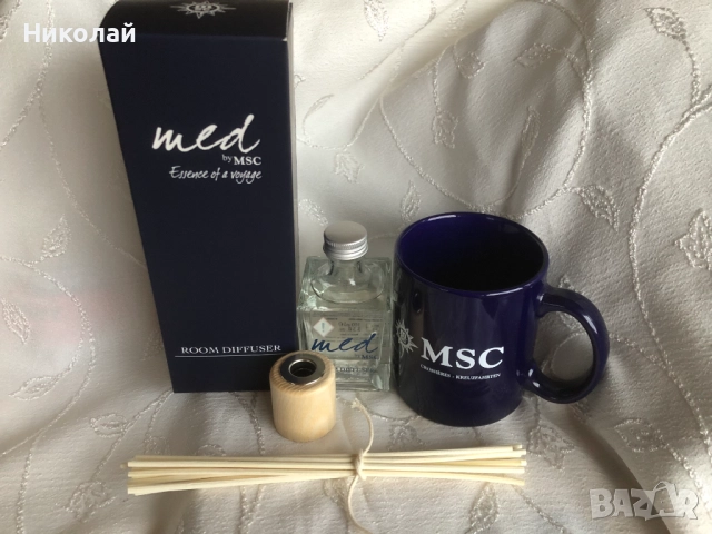 Луксозен ароматен дифузер / ароматизатор за стая MED MSC Essence of Voyage 100 ml + подарък чаша MSC, снимка 2 - Ароматизатори - 52029860