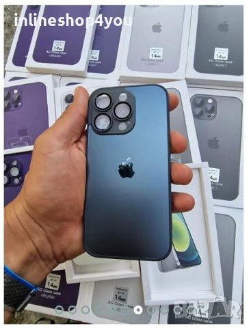 Матов Стъклен Кейс за Apple iPhone 13 / 14 / 14 Pro / Max / Plus, снимка 3 - Калъфи, кейсове - 41412898