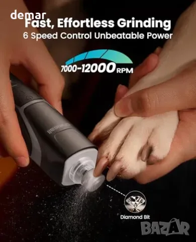 oneisall Oneisall Dog Nail Grinder с 360° LED светлина и 40 dB, тихa шлайф машина за нокти на, снимка 4 - За кучета - 55850029