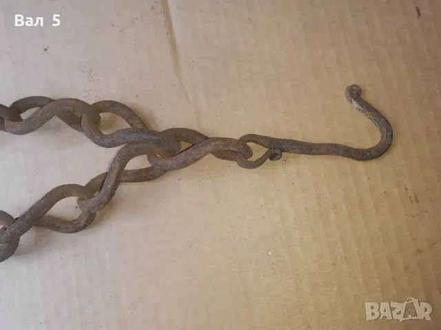 Стара верига за огнище от ковано желязо , здрава, снимка 6 - Антикварни и старинни предмети - 50326998