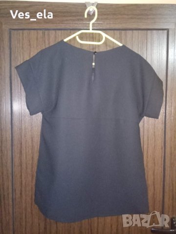 черна официална блуза с камъчета и големи странични цепки, снимка 4 - Корсети, бюстиета, топове - 35997946