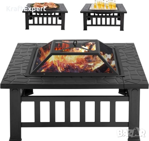 Градинска 3в1 маса ‘Fire Pit’ – BBQ, камина, ледарка, снимка 5 - Градински мебели, декорация  - 50484695