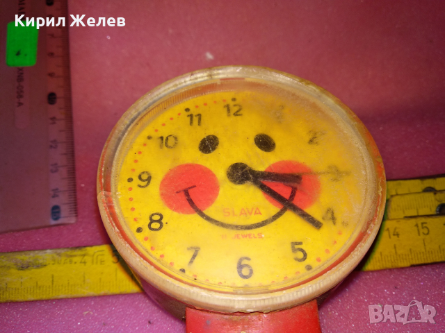 SLAVA MADE in USSR Стар ДЕТСКИ КОЛЕКЦИОНЕРСКИ РУСКИ БУДИЛНИК МЕХАНИЧЕН ЧАСОВНИК СЛАВА СССР 21994, снимка 6 - Антикварни и старинни предмети - 44540001