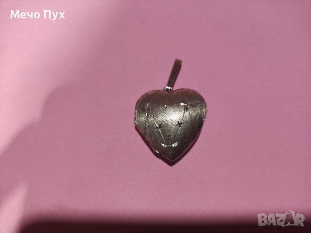 Сребърен медальон сърце за две снимки