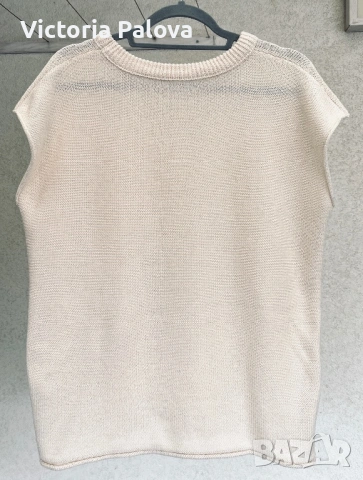 Елегантен плетен топ без ръкави в цвят apricot , снимка 4 - Корсети, бюстиета, топове - 53225249