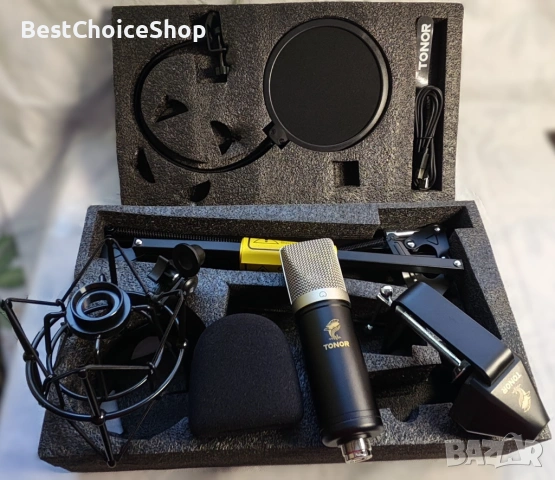 TONOR PC комплект USB кондензаторен микрофон 192 kHz/24 бита​, професионален със стойка​, снимка 7 - Микрофони - 53615241