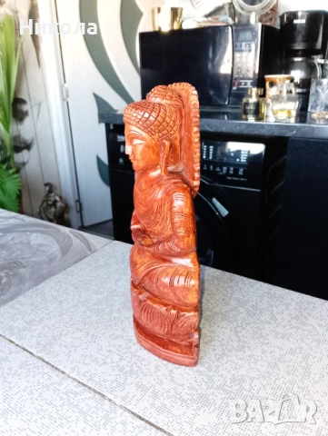 Фън Шуй Хотей от дърво-43см,свещник,,Нимфа" от орех, снимка 13 - Статуетки - 51879206