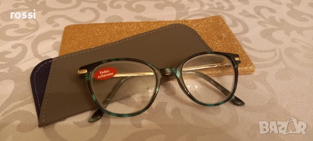 Нови немски очила за четене +1,5 +2,0 и +3,0 диоптъра, шарнир, кожен калъф