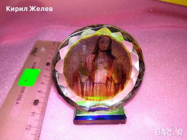 КРАСИВА КРИСТАЛНА КАТОЛИЧЕСКА НАСТОЛНА ИКОНКА ПРЕСПАПИЕ 42878, снимка 8 - Декорация за дома - 44307108