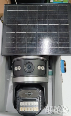 Двойна соларна безжична въртяща камера 4G 12MP iCSee работи с СИМ SIM карта мобилни данни, снимка 3 - IP камери - 53781565
