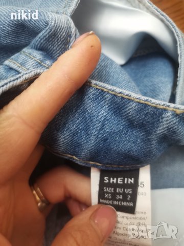 Дамски къси дънки с нашивка абстрактни лица от SHEIN, снимка 6 - Дънки - 41879369