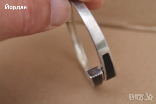 Дамска сребърна гривна с оникс, снимка 9 - Гривни - 49771309