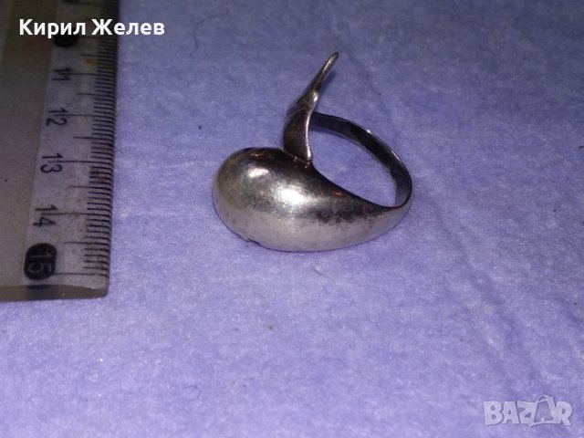 РЪЧНА АВТОРСКА ХУДОЖЕСТВЕНА БИЖУТЕРСКА МАЙСТОРСКА ИЗРАБОТКА МАРКОВО СРЕБРО 925 ПРЪСТЕН ДЕЛФИН 40636, снимка 10 - Пръстени - 42600263