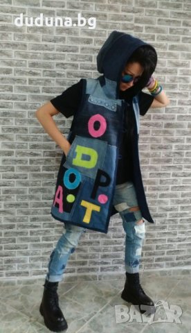 Чаровен дамски дънков елек с букви див елегантен модел!, снимка 4 - Якета - 34982296