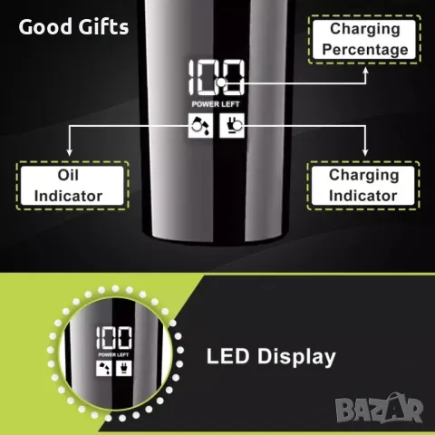 Професионална машинка за подстригване VGR V-295 – LED дисплей, водоустойчива, с USB зареждане, снимка 8 - Машинки за подстригване - 50386010