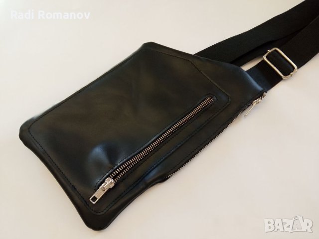 Мъжка кожена чанта, естествена черна кожа, ежедневна  чанта, чанта през рамо 