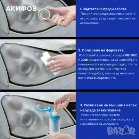 Комплект за нано покритие и възстановяване на фарове, снимка 5 - Части - 51282770