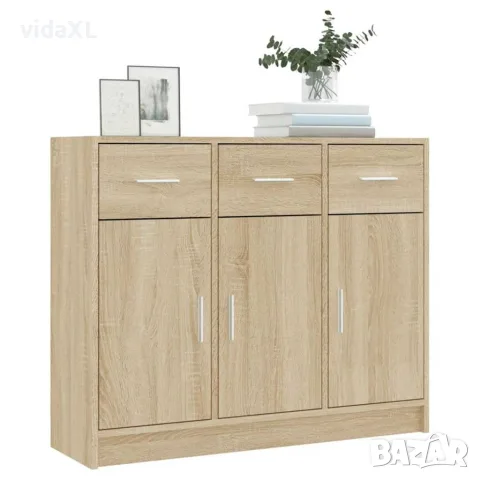 vidaXL Сайдборд, дъб сонома, 91x28x75 см, инженерно дърво, снимка 3 - Бюфети - 56148029