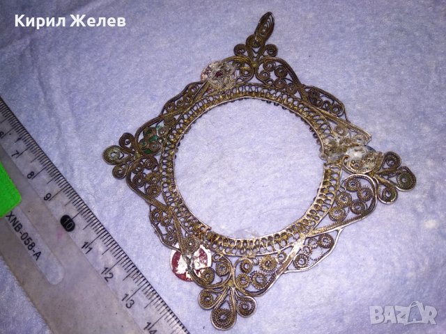 СТАРИННО СРЕБЪРНО УКРАШЕНИЕ ФИЛИГРАННО СРЕБРО ВИСОКА ПРОБА със ЗАЛЕПЕНИ по НЕГО СТАРИ КАМЪНИ 29137, снимка 5 - Антикварни и старинни предмети - 41638188