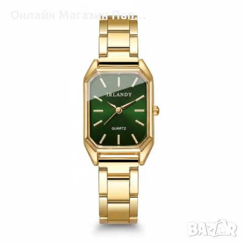 Дамски кварцов часовник IRLANDY – правоъгълен корпус, стоманена верижка, сребрист или златист, снимка 3 - Дамски - 52349028