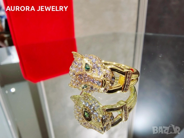 CARTIER Panthere de Cartier Gold Paved Head Diamonds Пръстен, снимка 2 - Пръстени - 52888473