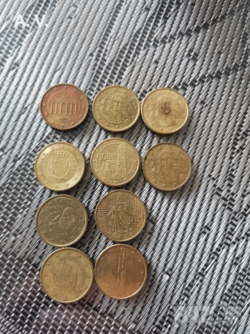 10 евроцента от 7 различни държави 
