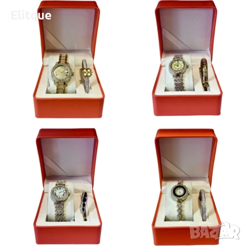 Луксозен дамски комплект елегантен часовник и нежна гривна, снимка 3 - Бижутерийни комплекти - 52596589