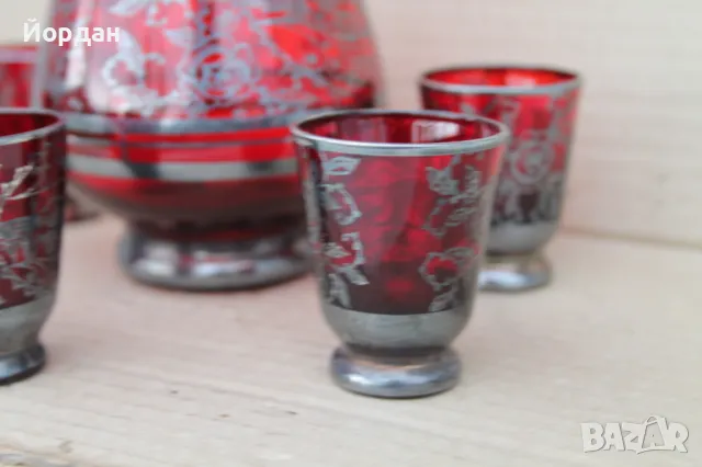 Старо шише за алкохол рисувано със сребро, снимка 5 - Антикварни и старинни предмети - 49713620