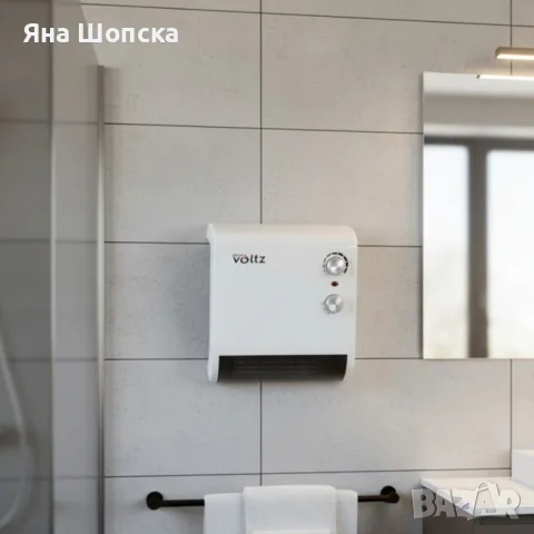 Отоплителна печка за баня Voltz OV51970J 2000W – вентилатор, термостат, снимка 3 - Отоплителни печки - 55790177