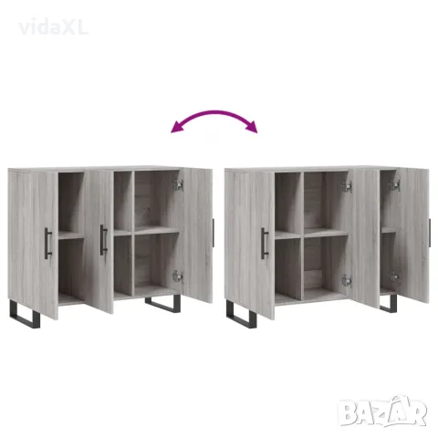 vidaXL Сайдборд, Сив сонома, 90x34x80 см, инженерно дърво, снимка 9 - Бюфети - 56147927