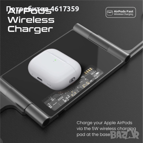 ProMate, AURAFOLD, TRIO, 15W Magsafe, 3in1 Зарядна станция, снимка 3 - Безжични зарядни - 52105012