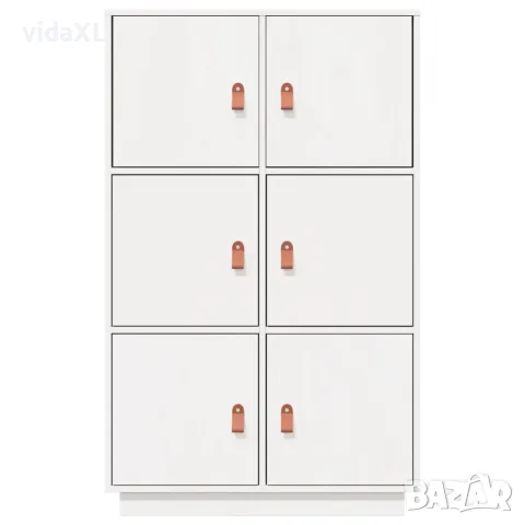 vidaXL Висок шкаф, бял, 67x40x108,5 см, борово дърво масив, снимка 5 - Бюфети - 56147919