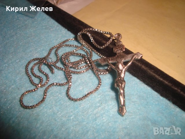 СТАР НАГРЪДЕН ПОСРЕБРЕН КРЪСТ РАЗПЯТИЕ с ВЕРИЖКА 3872, снимка 7 - Колиета, медальони, синджири - 34839050