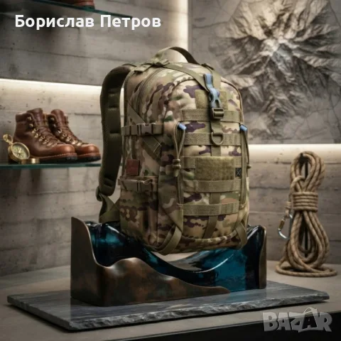 Военна тактическа раница 55L – водоустойчива, с MOLLE система и отделение за лаптоп, камуфлаж, снимка 2 - Раници - 55746876