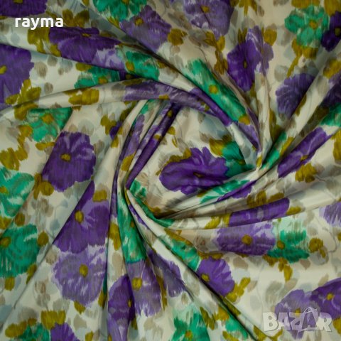Плат италианска дизайнерска копринена тафта принт цветя, снимка 7 - Поли - 34237309