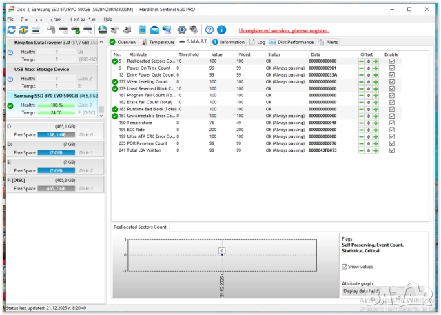Диск Samsung 870 EVO 500GB , SSD SATA III, 2.5", снимка 4 - Твърди дискове - 52862862