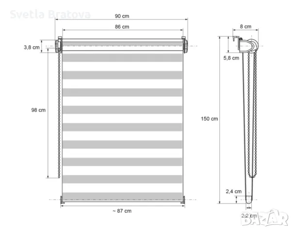 Щори ECD  Ролетни, Текстилни, Двойни, Без пробиване, Включен монтажен материал, Бял,Сив ,Бежов, снимка 2 - Щори - 48737319
