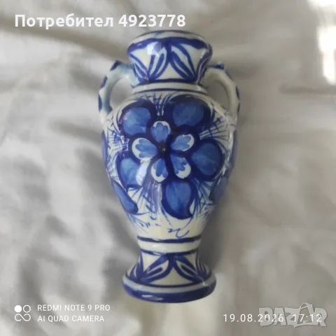 Ръчно рисувана и изпечена глинена ваза, снимка 3 - Ръчно изработени сувенири - 55724104