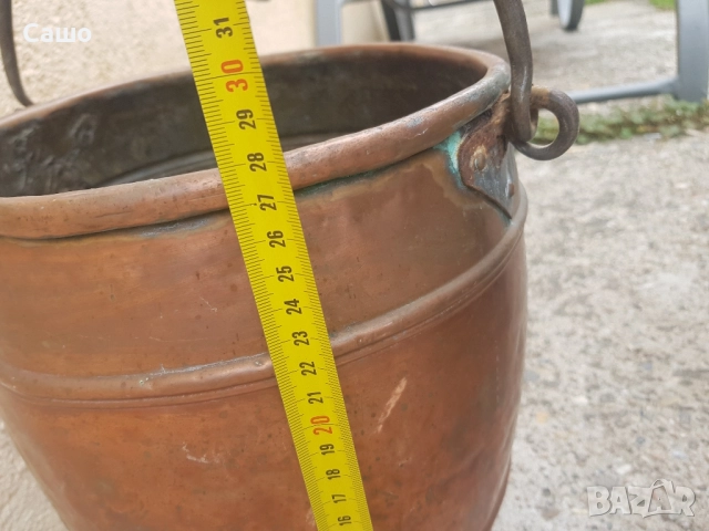 Бакърена кофа, снимка 5 - Антикварни и старинни предмети - 52418732