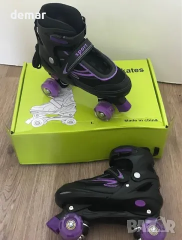 LOKJIJI Детски ролкови кънки, регулируеми 4 размера 36-40, светещи колела, четворни, черно и лилаво, снимка 8 - Ролери, кънки - 49334995
