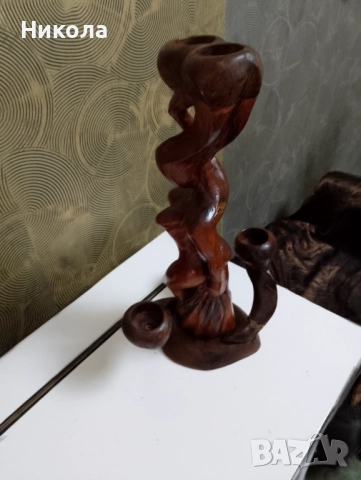 Свещник,,Нимфа"-орех, снимка 5 - Статуетки - 51879206