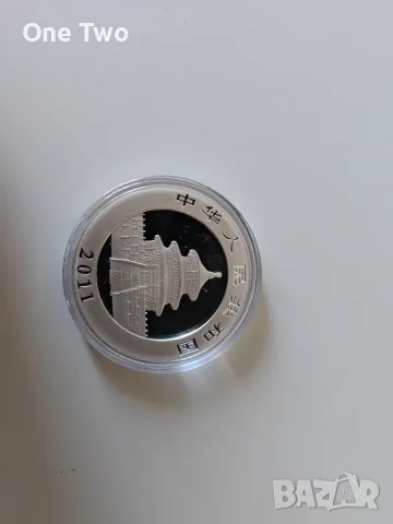Сребърна монета, 1 oz Китайска панда 2011, 99.9% сребро, снимка 2 - Нумизматика и бонистика - 56208291