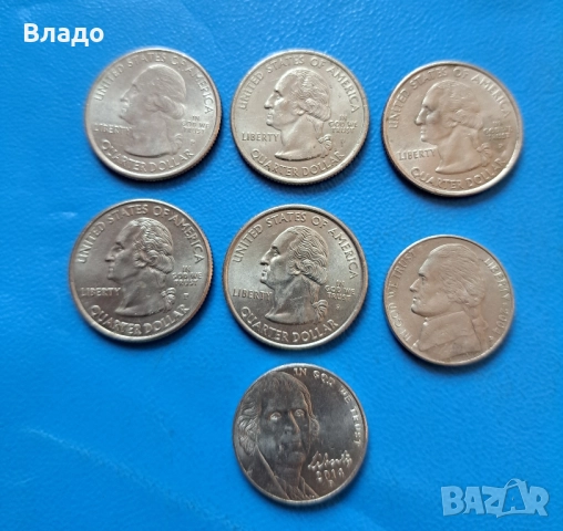 Лот юбилейни куотъри + 5 цента САЩ, снимка 5 - Нумизматика и бонистика - 51596098