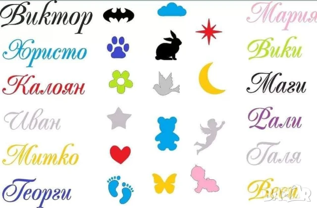 Стикери за стена (шкаф,врата,прозорец) с Името на Вашето дете!  Стикера се поставя много лесно.Издър, снимка 9 - Други стоки за дома - 51173454