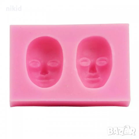 2 лица лице мъж жена силиконов молд форма фондан шоколад гипс, снимка 2 - Форми - 39213544