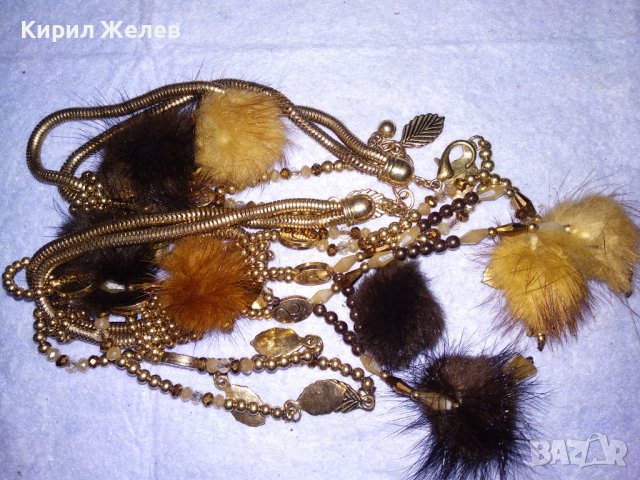 ШАРМАНТНА ВИНТИДЖ АРТ с ПОЗЛАТА ОГЪРЛИЦА от БЛАГОРОДНА СТОМАНА и ПУХЧЕТА 9308, снимка 6 - Колиета, медальони, синджири - 41860894