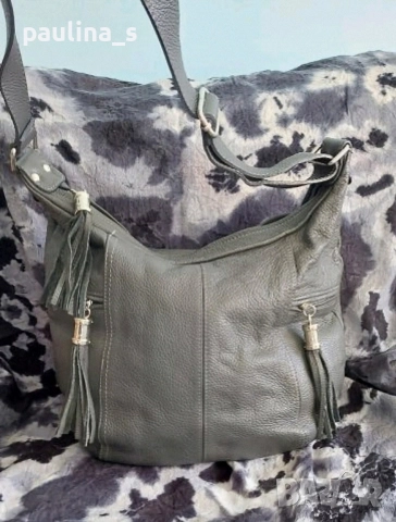 Два различни броя / Зелена чанта "Fausto Santini" и Сива от Турция / естествена кожа , снимка 13 - Чанти - 14727601