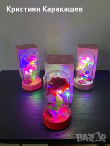 Мини Декоративна Златна Роза LED лампа, снимка 2 - Декорация за дома - 53429981