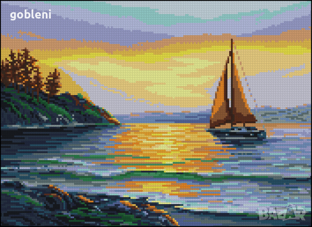 гоблен "НА ИЗГРЕВ СЛЪНЦЕ"- Д 44; шев - 1:4; размери /30*40/ см.; 32цвята; 53 лв., снимка 2 - Гоблени - 36179452